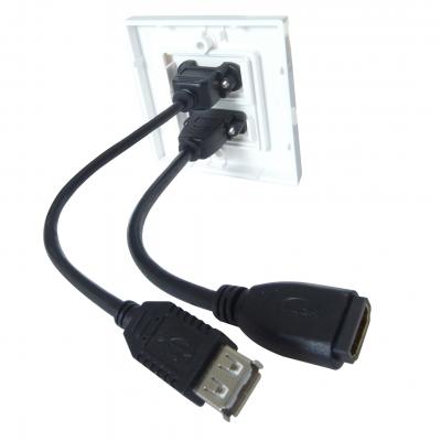 3m Single Gang HDMI / USB Cable Kit